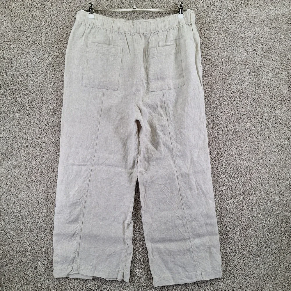 Reformation Pants Women Size XL Beige Linen Drawstring Wide Leg Coastal Boho